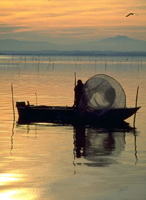 A fisherman on Lake Trasimeno